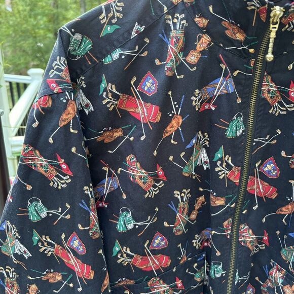 Vintage 90s Golf Jacket Full Zip Windbreaker Mens Med Preppy Casual Line Up AOP - Picture 3 of 9